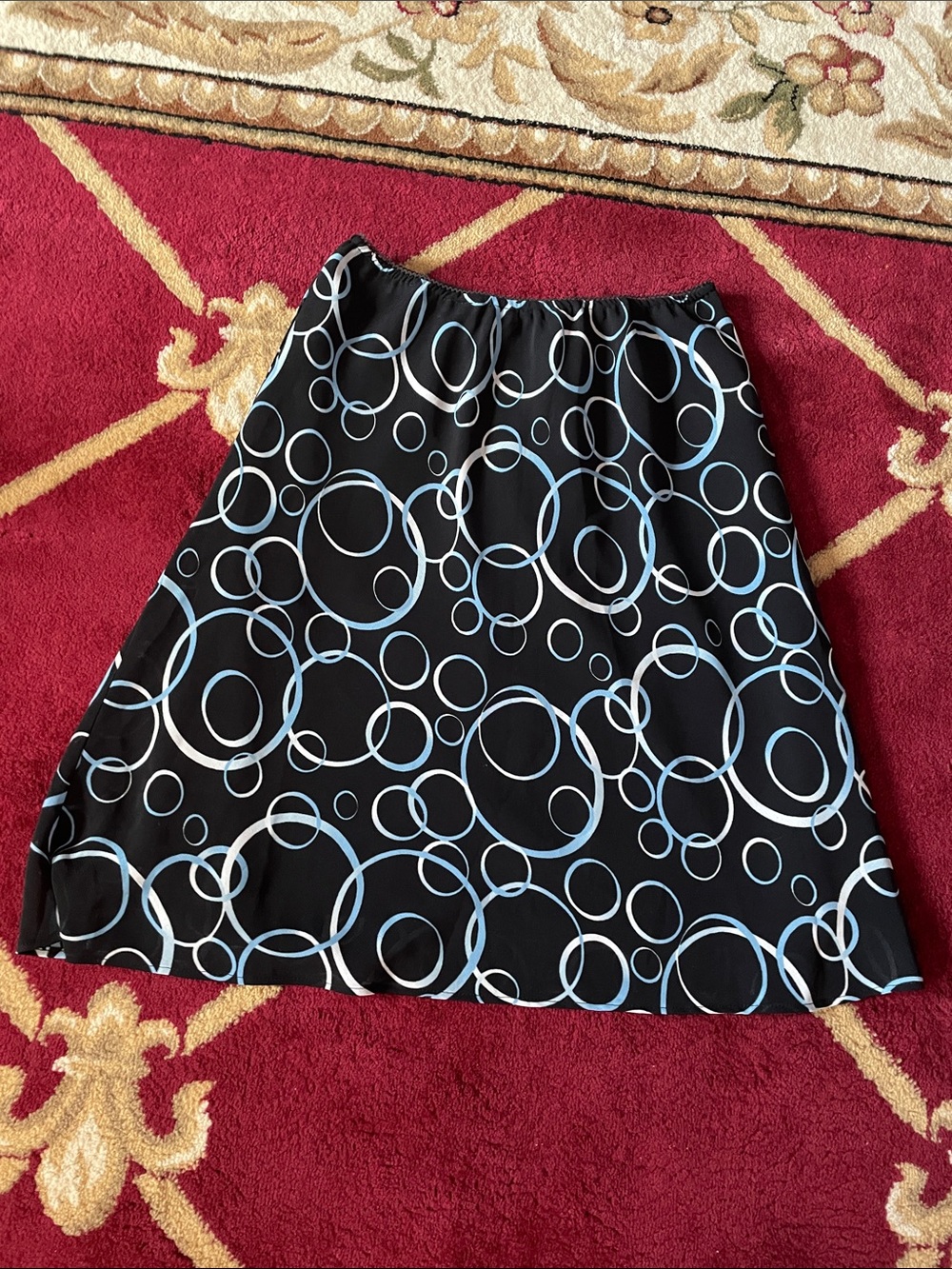 George Black Mini Skirt with Blue and White Circle Print